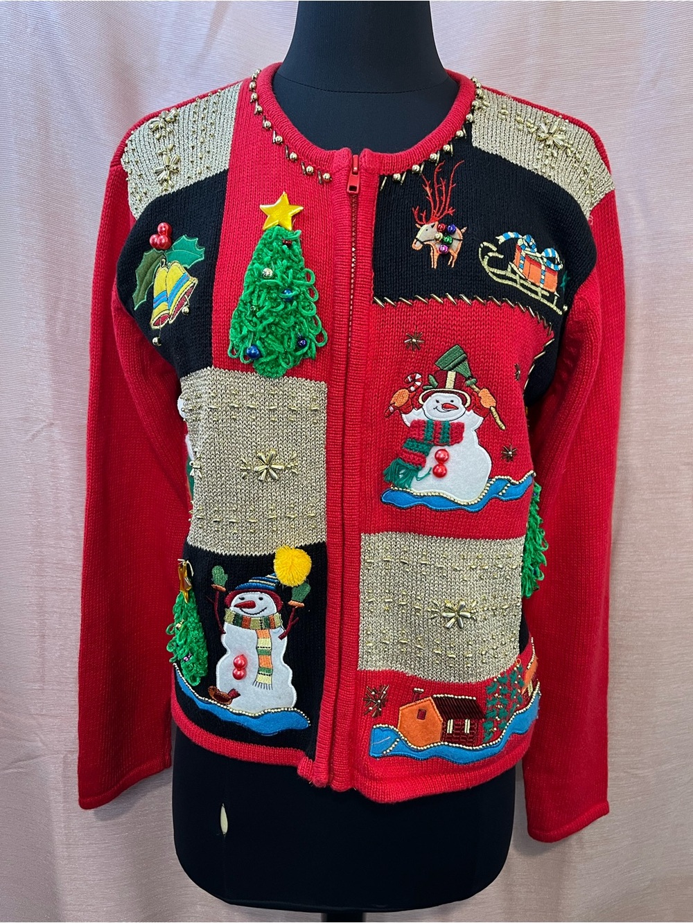 Vintage Lisa International Christmas Sweater Cardigan